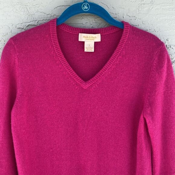 Peck & Peck  Sz S Pink 100% Pure Cashmere Sweater V Neck - Picture 2 of 7